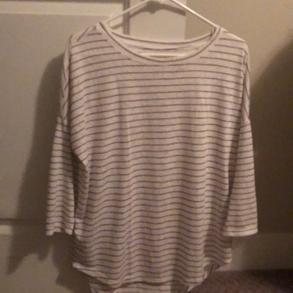 Ann Taylor Loft Striped 3/4 Length Sleeve Top S
